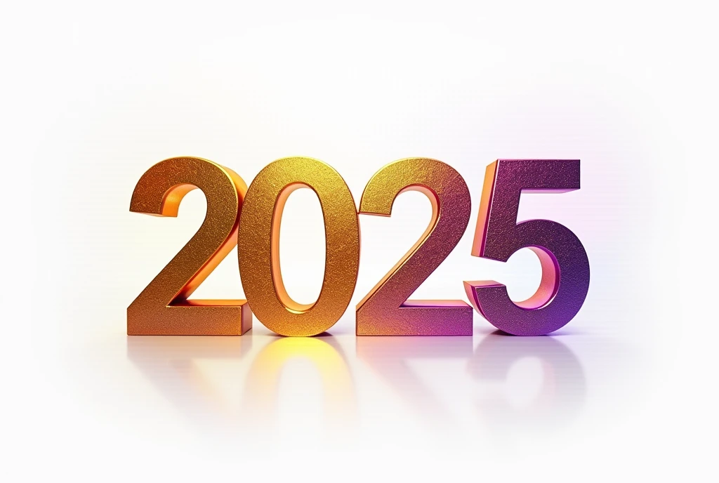 New Year 2025: Futuristic Shiny Gold And Purple Texture on a WHITE BACKGROUND