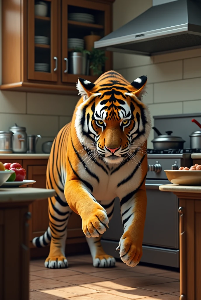 Tiger doing kitchen