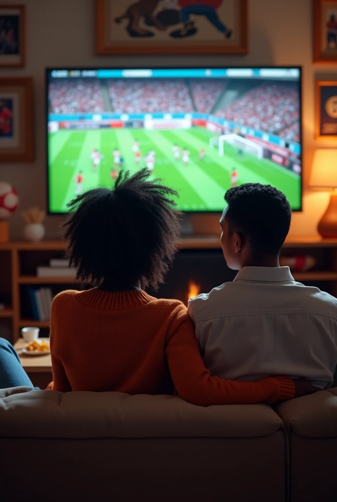 NFL commercial with a TV in the living room showing an American football game.