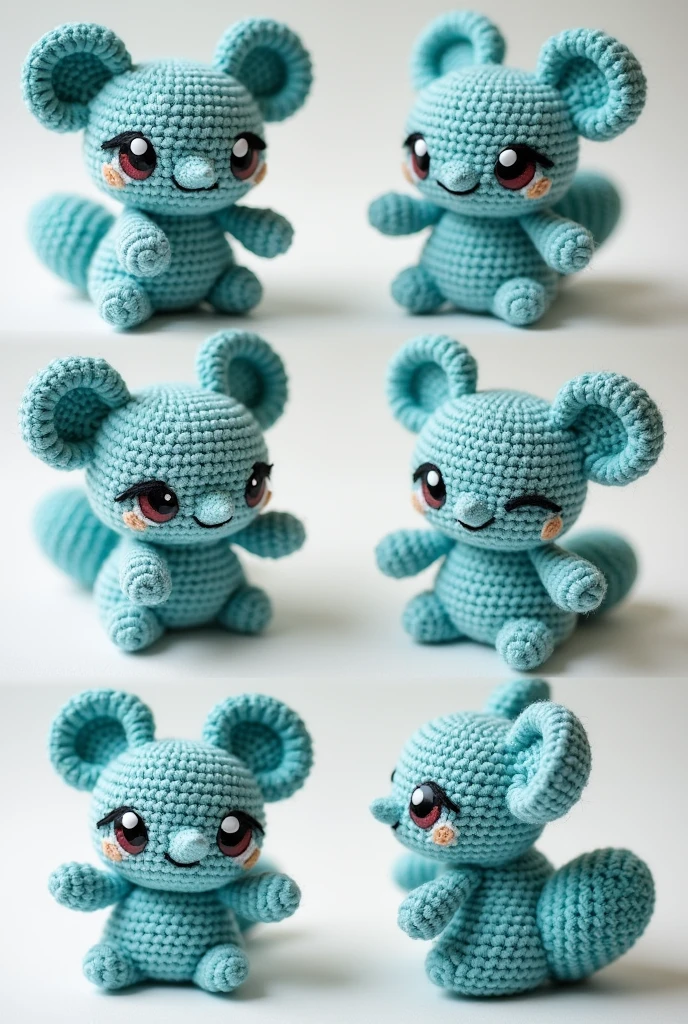 Create a crochet version of Pokémon sobble seen from various perspectives