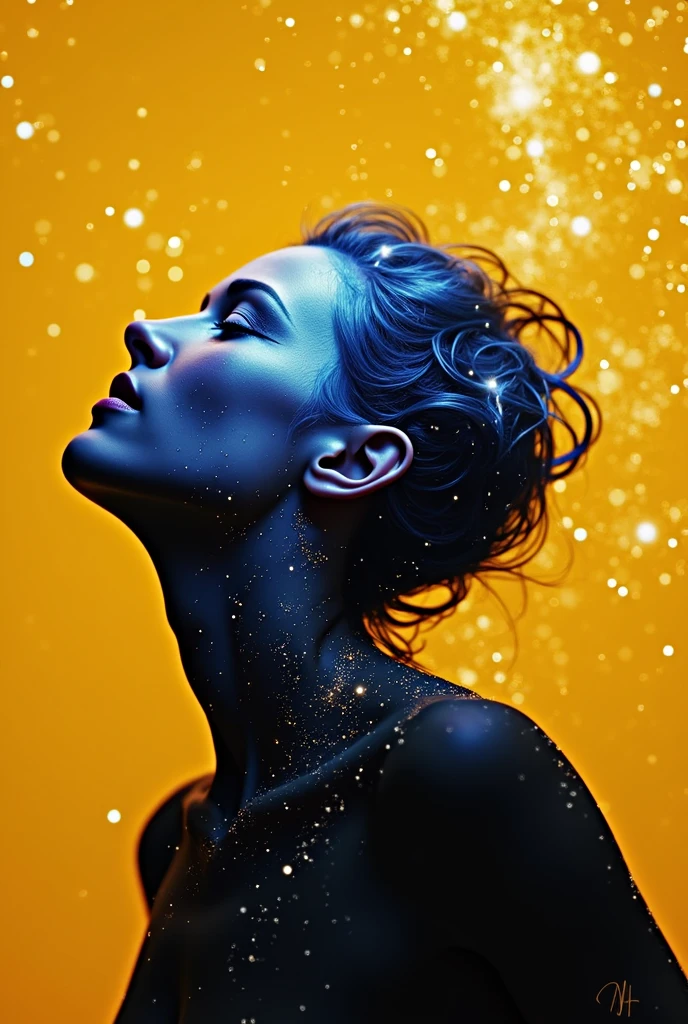 The cosmic realm shimmers with ethereal energy, and in the center of this celestial ballet, a radiant figure emerges. Nebula, a futuristic female warrior, an embodiment of cosmic power and seductive allure, materializes before you, her form composed of swirling stardust and celestial energy.