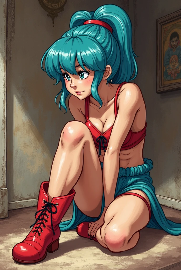 Bulma putting her feet on a dildo