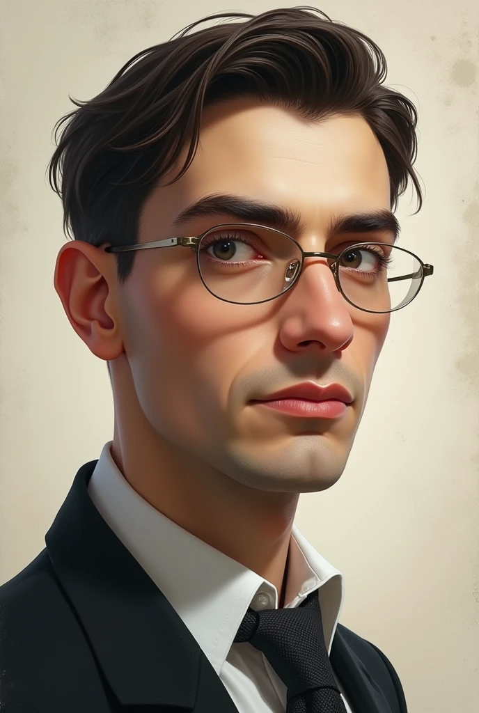 Create an image of Mathematics Professor Angelao, Tenho 1,79 meters tall, I have straight hair cut in the middle, I have white skin and a small nose..
