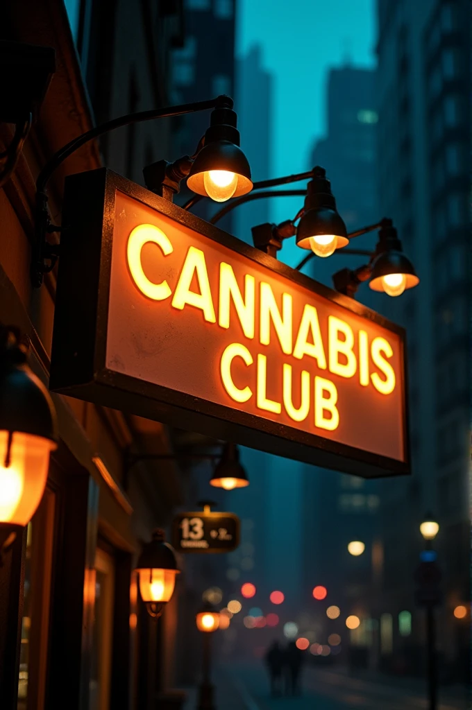 An illuminated sign with the name of a ???????? club