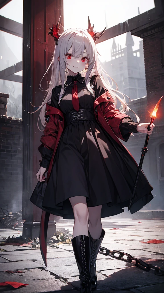 beautiful girl、とてもcute天使、Pink T-shirt、cute、Baby Face、smile、Long skirt、Black long boots、.(Highest quality,4K,High resolution,masterpiece:1.2),Very detailed,Realistic:1.37,Spooky altar background,Dark fantasy,Red color scheme,Ominous atmosphere,Eye-catching,Storytelling,anatomy,Anime Style,Concept Art,beautiful細部までこだわった顔と (((Red eyes ))),A terrifying ritual ,Ritual of sacrifice,Premature death,inappropriate behavior,クレイジーなsmile,Scythe Face,Girl Monster, beautiful, Delicate facial features, Sharp Eye, Sharp Fangs, pale Skin, Thick chain, Dark Background, Cinema Lighting, Dramatic Shadows, Gothic style, Gloomy atmosphere, Dark fantasy, One person&#39;S, Please open your mouth wide, Open your mouth and baring your teeth,Sharp teeth like a beast, Wide lips, very wide mouth, Vermilion cheeks, ,(Blood splatter:1.4),Scary smile, smile,Angel Design, TwiSted smile、Bloody、bleeding from the head,,,,,、Blood splatter、,(Blood splatter:1.4),skull,Horror Style, ((Fantasy Sweet Ta Frill Pink Costume)), ((Flowing blonde hair)), ,(Blood splatter:1.4),Female curves, Sexy flat stomach, Perfect hands, Perfect anime face, (pink tutu dress)), Are standing, ((邪悪なsmile)), ,(Blood splatter:1.4), Steam circulates, Moonlight Illumination, night lighting, (Blood splatter:1.6),アニメAngel Design, TwiSted smile、Bloody、bleeding from the head,,,,,、Blood splatter、,(Blood splatter:1.4), skull,Gothic architecture、Western architecture、Fantasy World、,Victorian cities, Skeleton Gas Light,Absurd, High resolution、 ((Tabletop)), ((Highest quality)), (Very detailedな), ((Very detailed)), (beautiful), ((cute)), (NFSW:1.8), One personで,(:1.6)、(world&#39;The most terrifying and creepy gothic girl:1.5)beautiful face、Whole Body Ezbian、pale, beautiful肌、beautiful金の髪、優しくsmileむ、Dark building ruins、(snow white&#39;Frill dress:1.3)、(The dark ruins are stained with blood:1.3)、Low angle full body shot、(少女は血の海の中にAre standing:1.5)、(The ground is full of blood:1.3)、(The girl lost a lot of blood.....:1.3)、(クレイジーなsmile:1.6)、Spirits、(Blood dripping from the mouth:1.3)、
