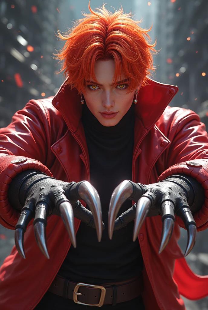 Heeseung from enhypen with the hair color of a.K.i do stress fighter 6 and its poisonous claws
