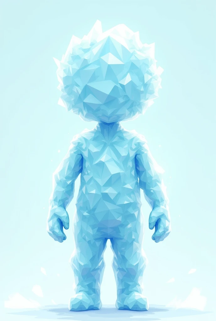 Make a character entirely made of ice crystal in a cartoon version that is a simple drawing, that has no face, that the whole body is only made of ice