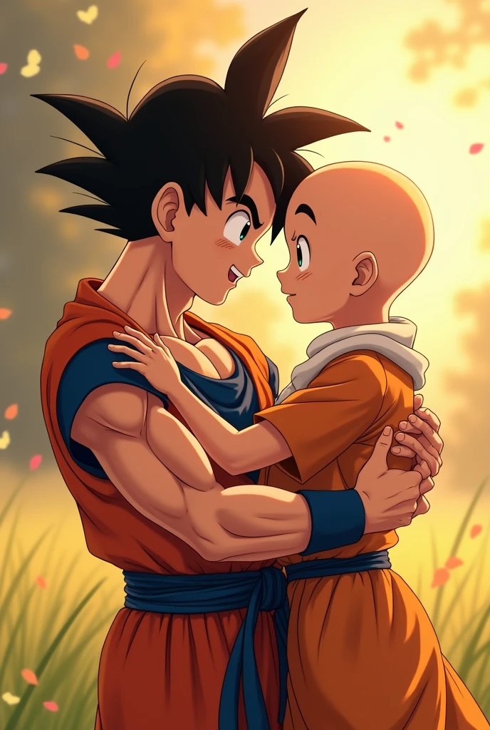 Goku kissing Krillin