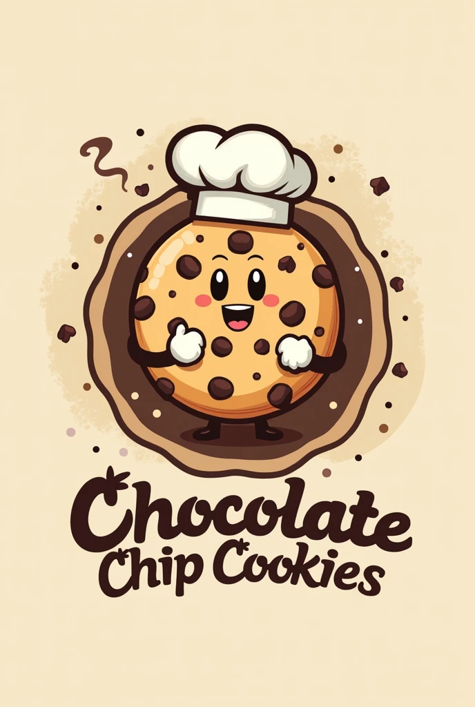 Chocolate chip cookie baking logo for a business that says a creative name