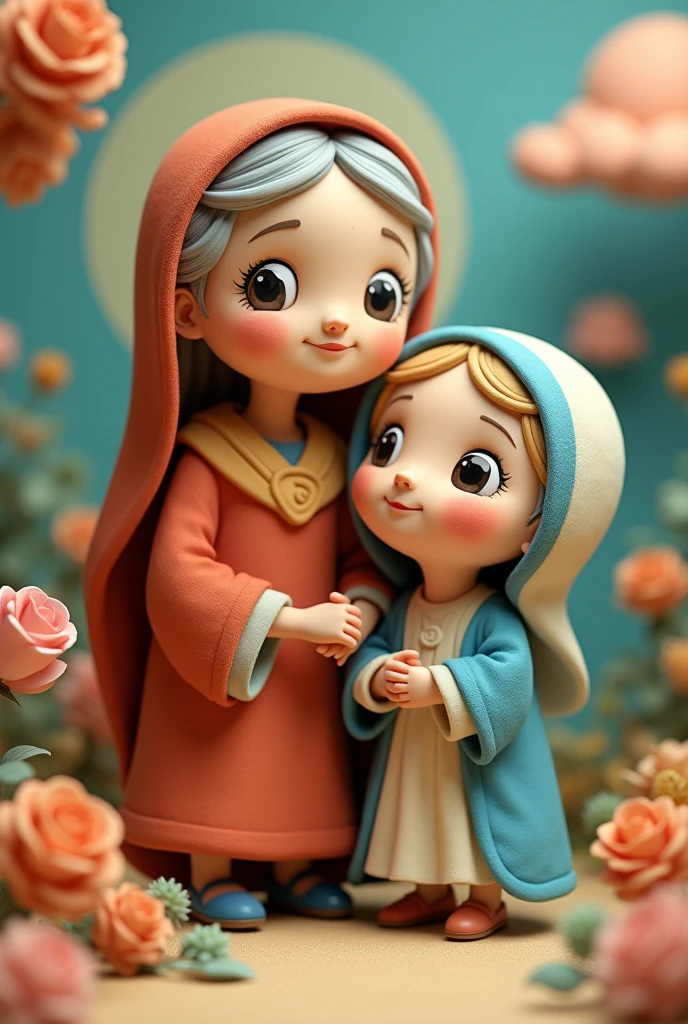 Saint Anne and the Virgin Mary in Art Toy style
