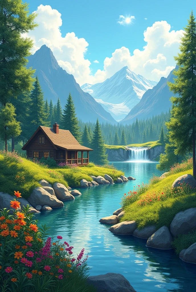 summer　Mountain　Mountain小屋　river　summerの花　sun　Taki　summerの空　bright　summerの雲