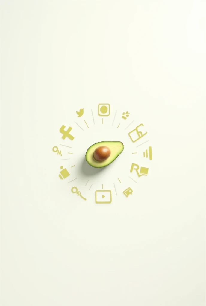 Design a white background animated image of social media symbols using avocado oil