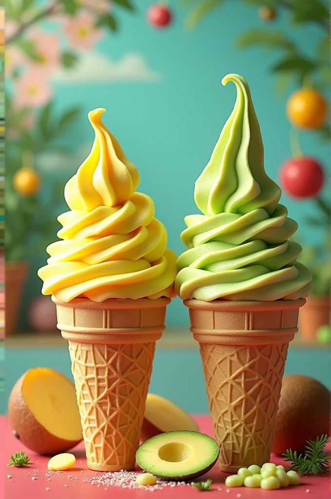 Potato ice cream and avocado ice cream poster