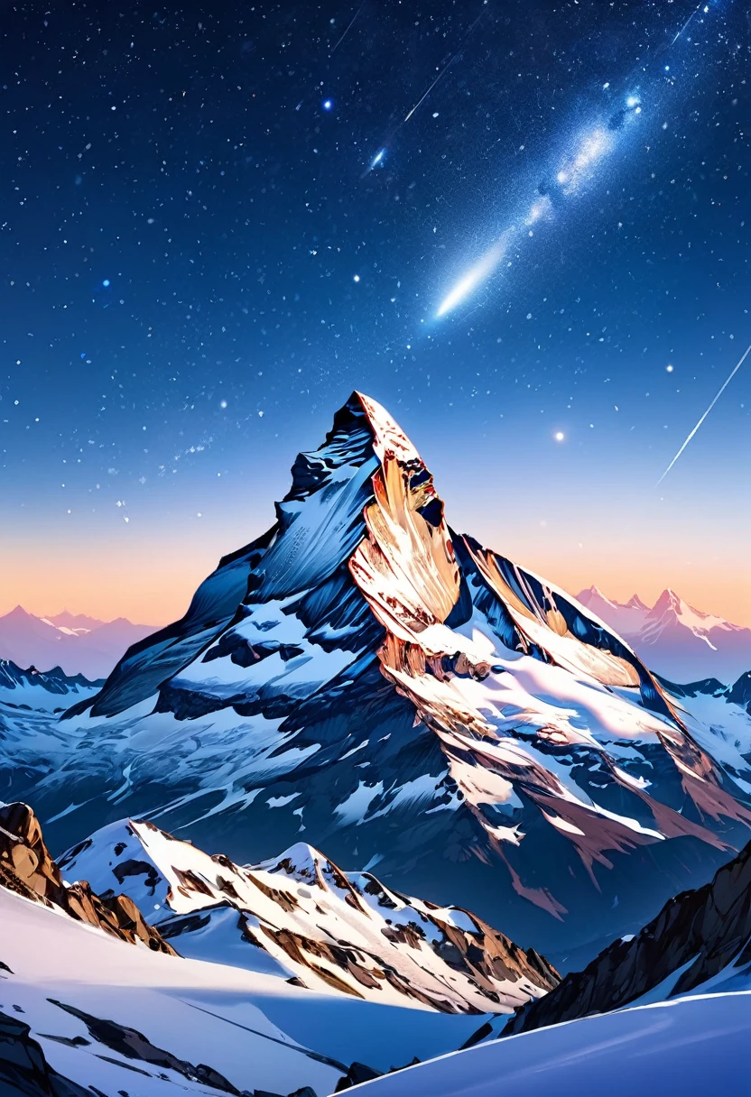 The Matterhorn night sky, the heavenly galaxies that seem to fall, the clear air, the snowy summit area, the seldom seen spectacular views, and the best image quality.