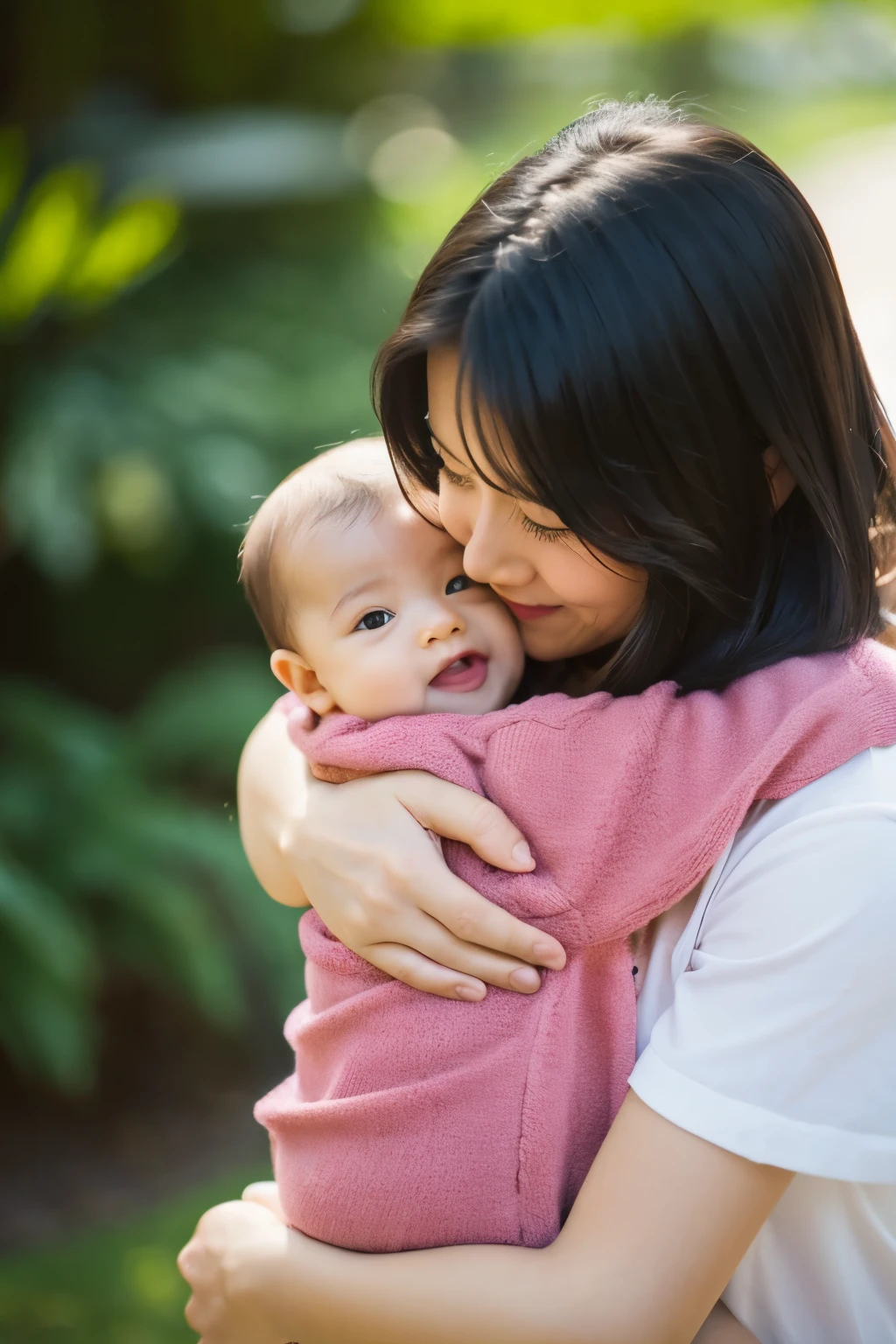 Two people　Parent and Child　hug