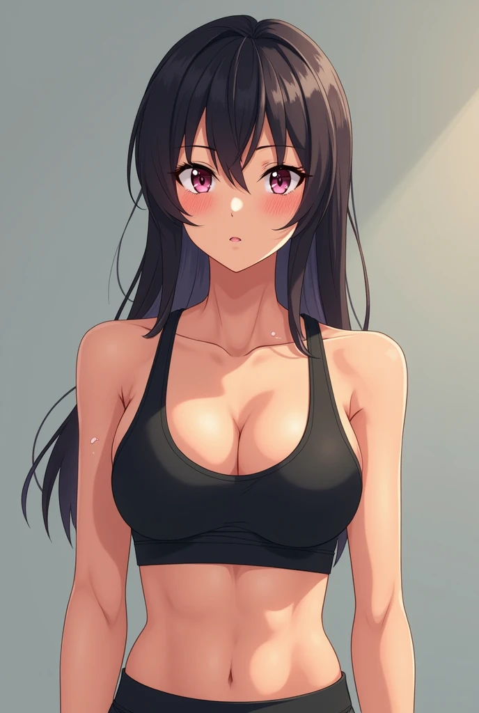 18-year-old female、Abdominal muscles、Tank top、Sweat、anime、Photograph the whole body、Cleavage