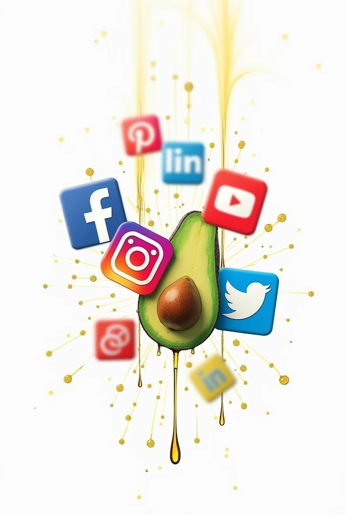 Design an animated image with a white background using the colors of social media symbols using avocado oil