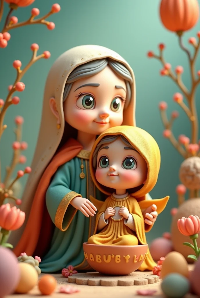 Saint Anne and the Virgin Mary in Art Toy style