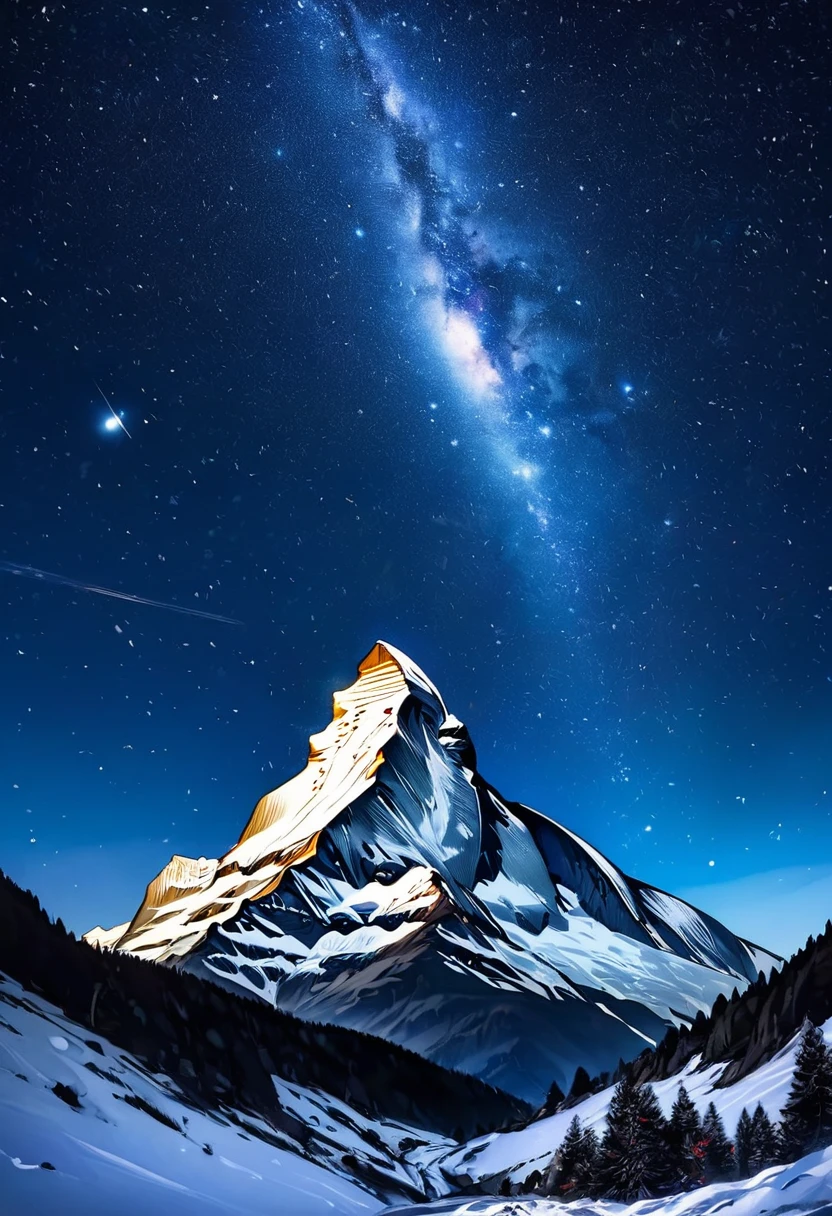 The Matterhorn night sky, the heavenly galaxies that seem to fall, the clear air, the snowy summit area, the seldom seen spectacular views, and the best image quality.