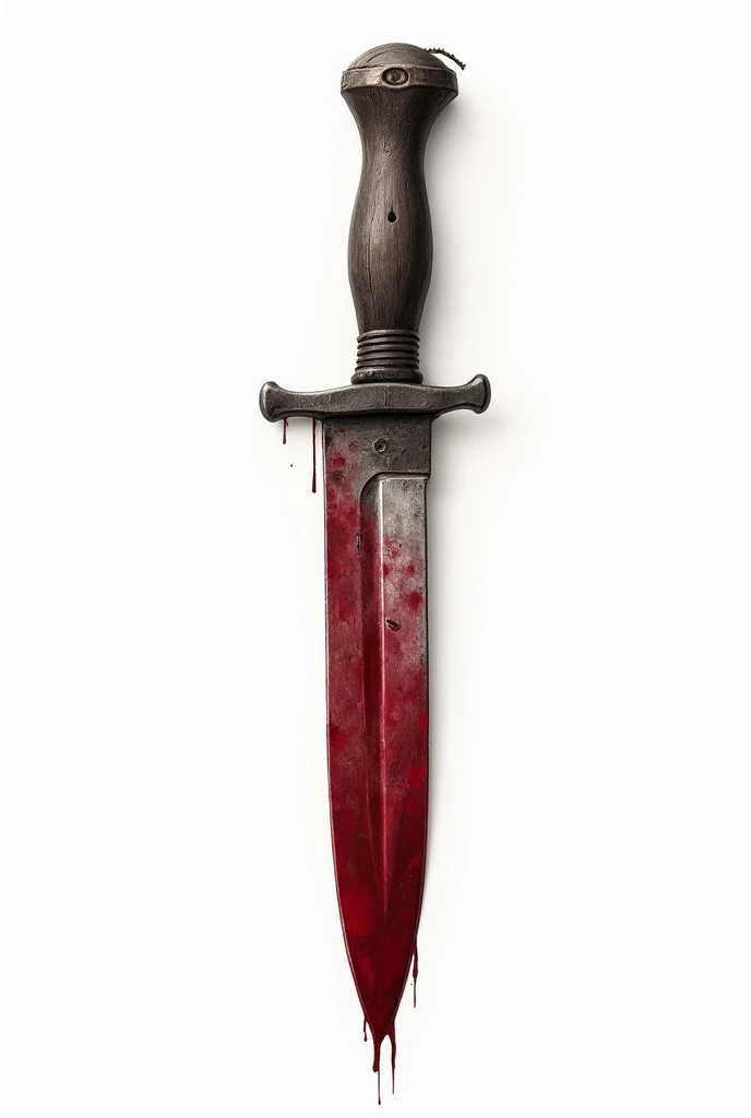Old style knife stained with blood drawing style with white background very drawing