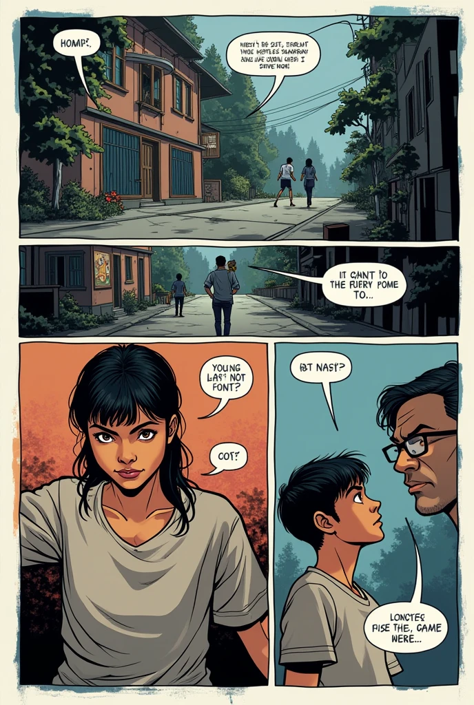 Make me a comic strip ,that has dialogues ,about a teenager ,that the comic strip has 4 pages , about these topics : authoritarianism and deception