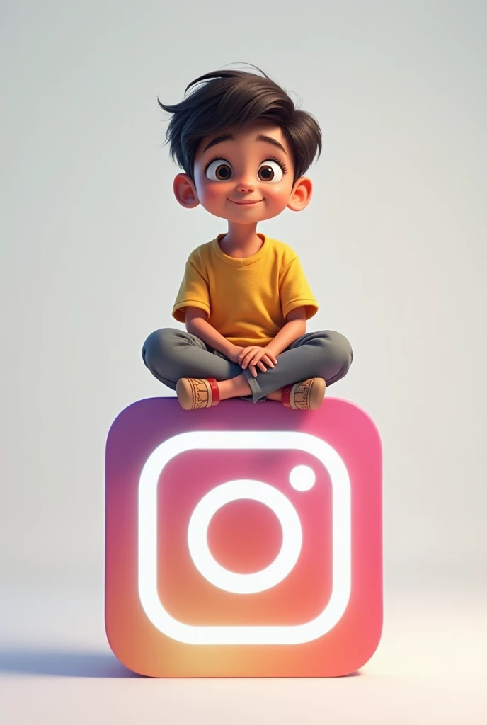 A boy sitting on Instagram logo name .boy name is Naitik