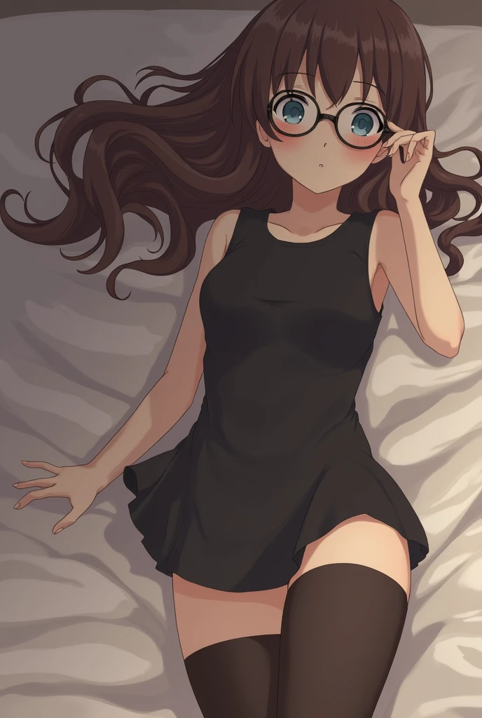 
 1girl 5.4M
  anime coloring 3.2k

 black-framed eyewear 31k
 black eyes 192k
 black hair 1.3M

  background  bed
braid 



 glasses 
hair strand 
hair tie 



solo 
twin braids 

sexy nightgown, blushed,  ((Droppy Eyelids, Black Eyelashes, small Female Chesty)),  (anime art:0.1), view from above, heavy blushing, spreading legs, lifting dress, laying on back, shy, 