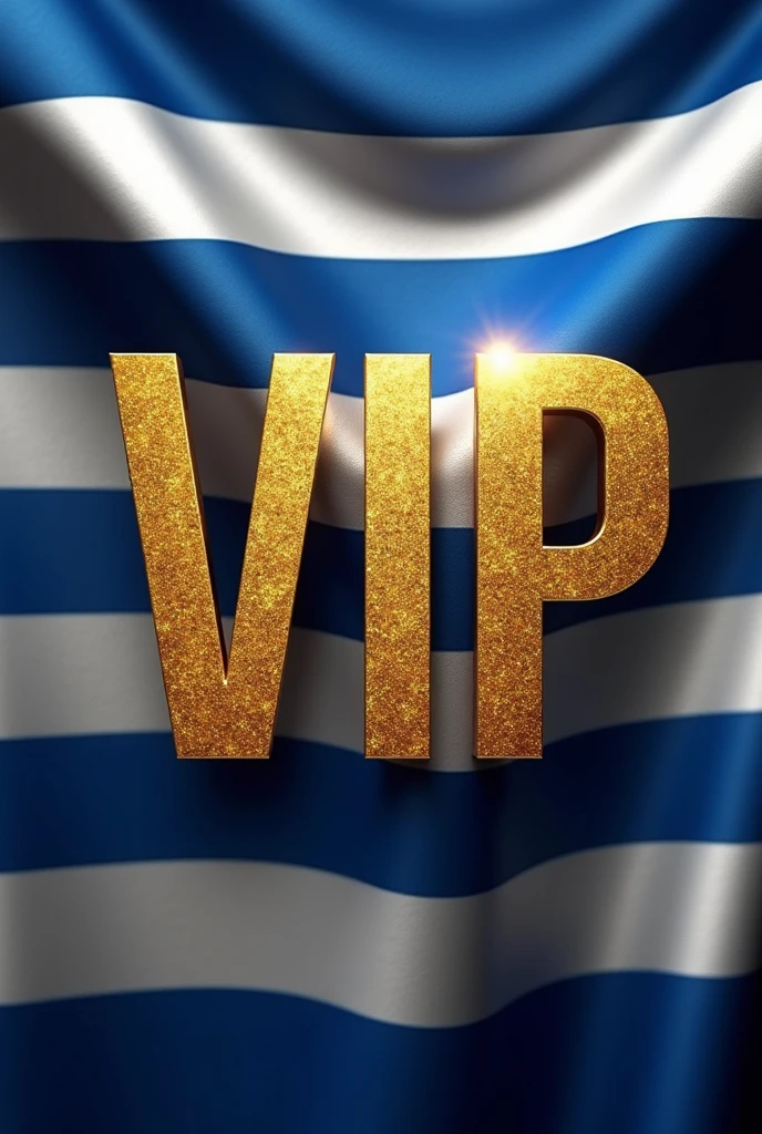 Make a golden image with silver and say charrua Vip with the Uruguayan flag in the background