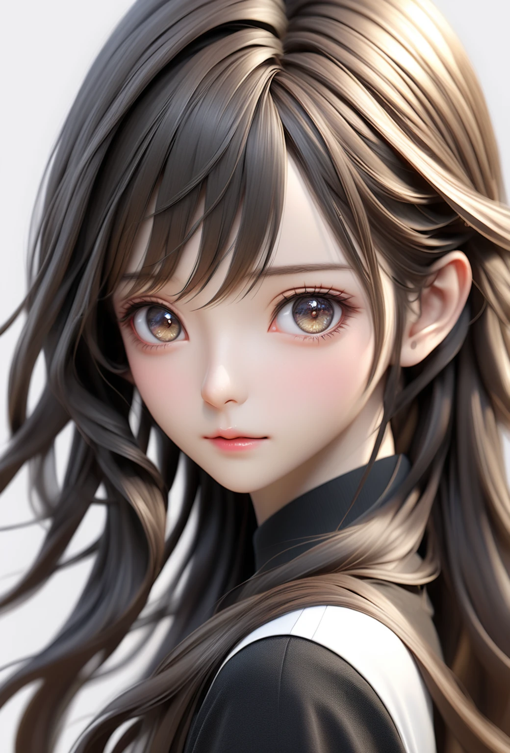 Arabic style image of a woman with long hair and a black top, 3 d anime Realistic, photoRealistic anime girl render, 8K Portrait Rendering, Realistic anime 3 d style, Smooth anime CG art, Realistic young anime girl, Realistic. Chen Yi, photoRealistic anime, beautiful Realistic face, hyper Realistic anime, Stunning Anime Face Portraits, Realistic beautiful face