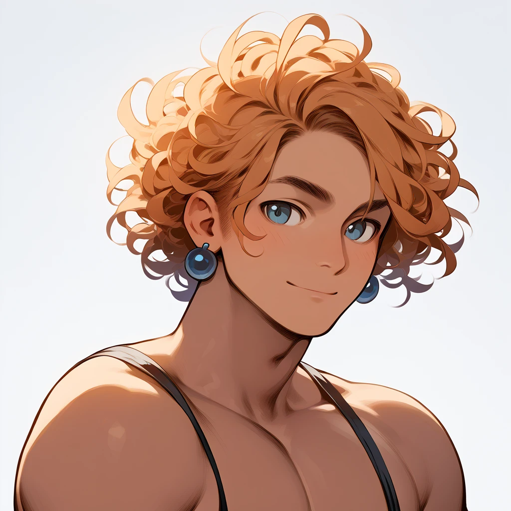 score_9, score_8_up, score_7_up, score_6_up, rating explicit, focus male, source anime, 1boy, curly hair, short hair, earring, jewelry, no eyebrows, focusing on visual, exotic look, stylish, multicolor hair, gradient