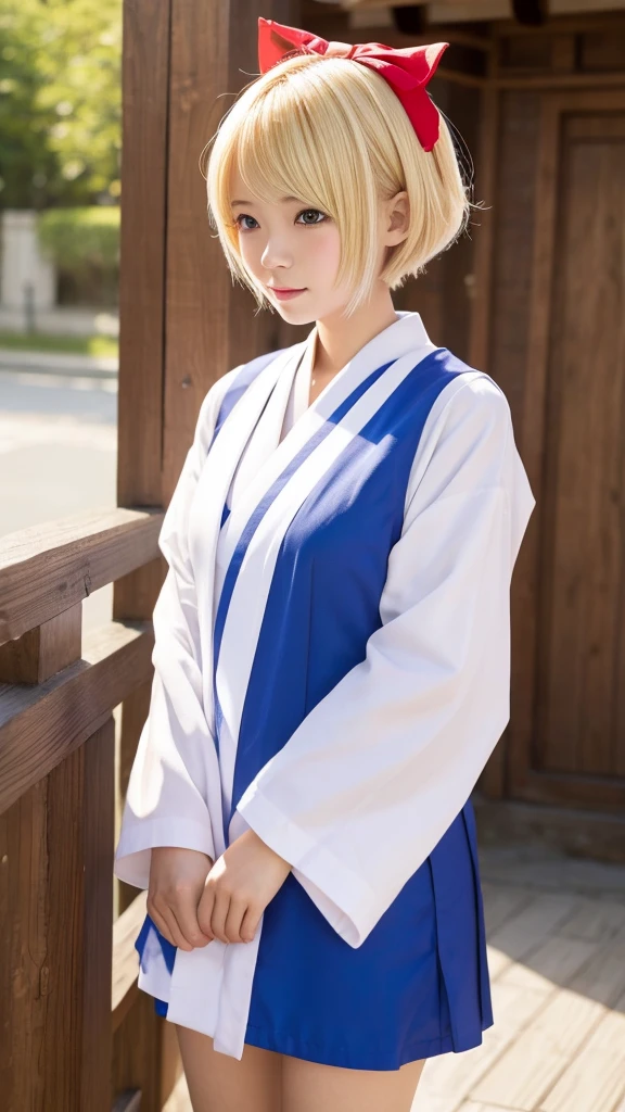 Shrine maiden Cute Short Cut, Blonde,