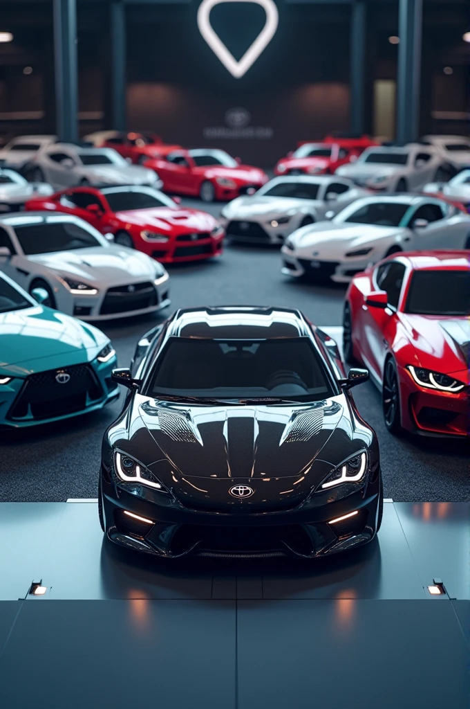 Generate a photo showing the brands of Nissan Toyota Mitsubishi Lexus Acura Mazda Subaru