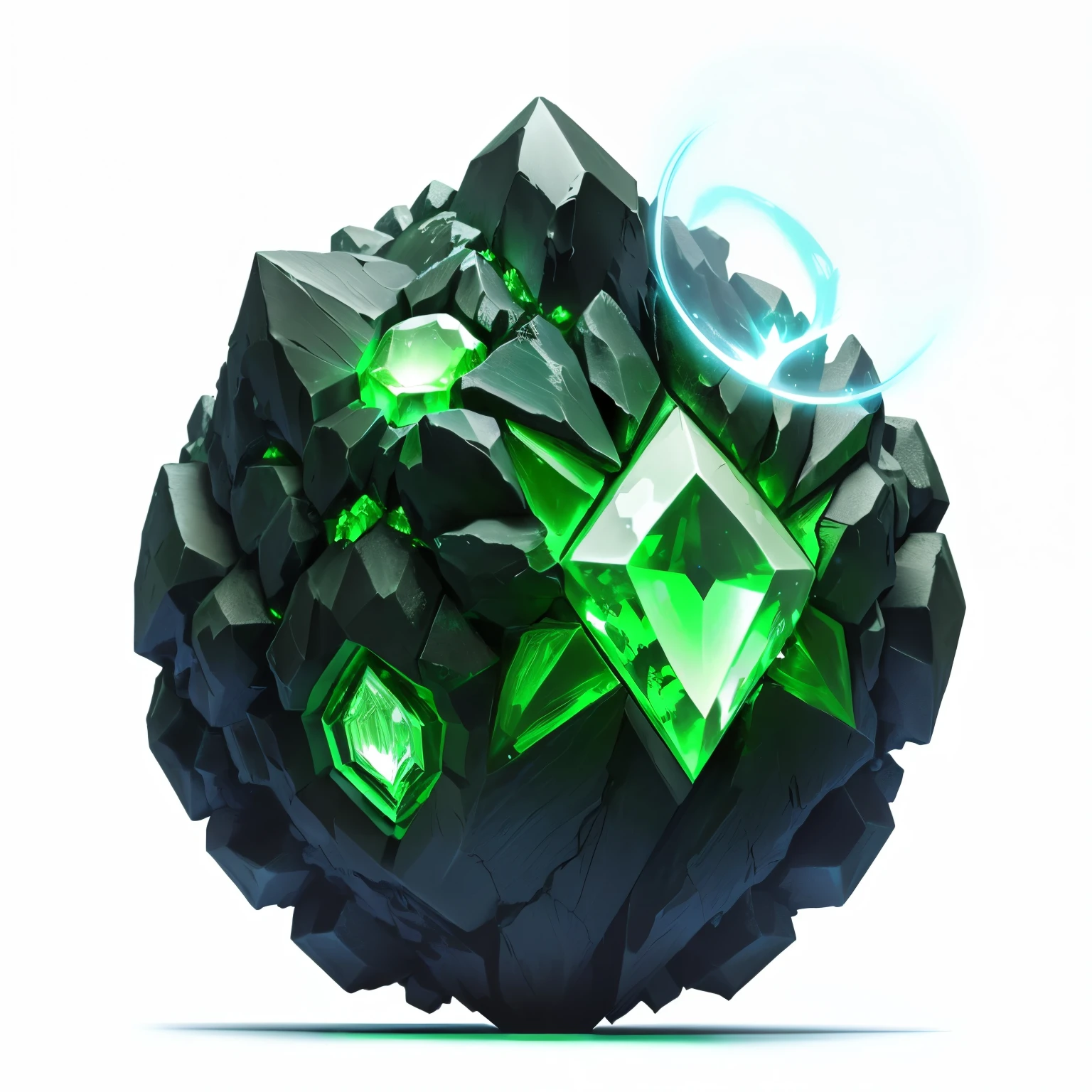 A handheld device containing a glowing green gem that darkens when no oxygen is present