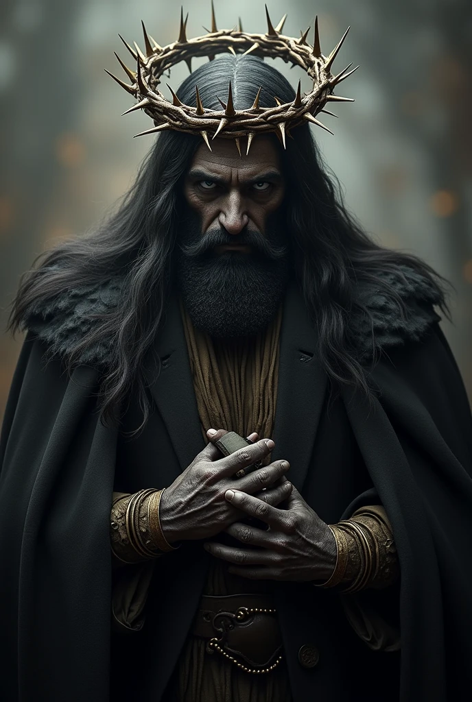 A evil king With a crown of thorns, with an imposing pose