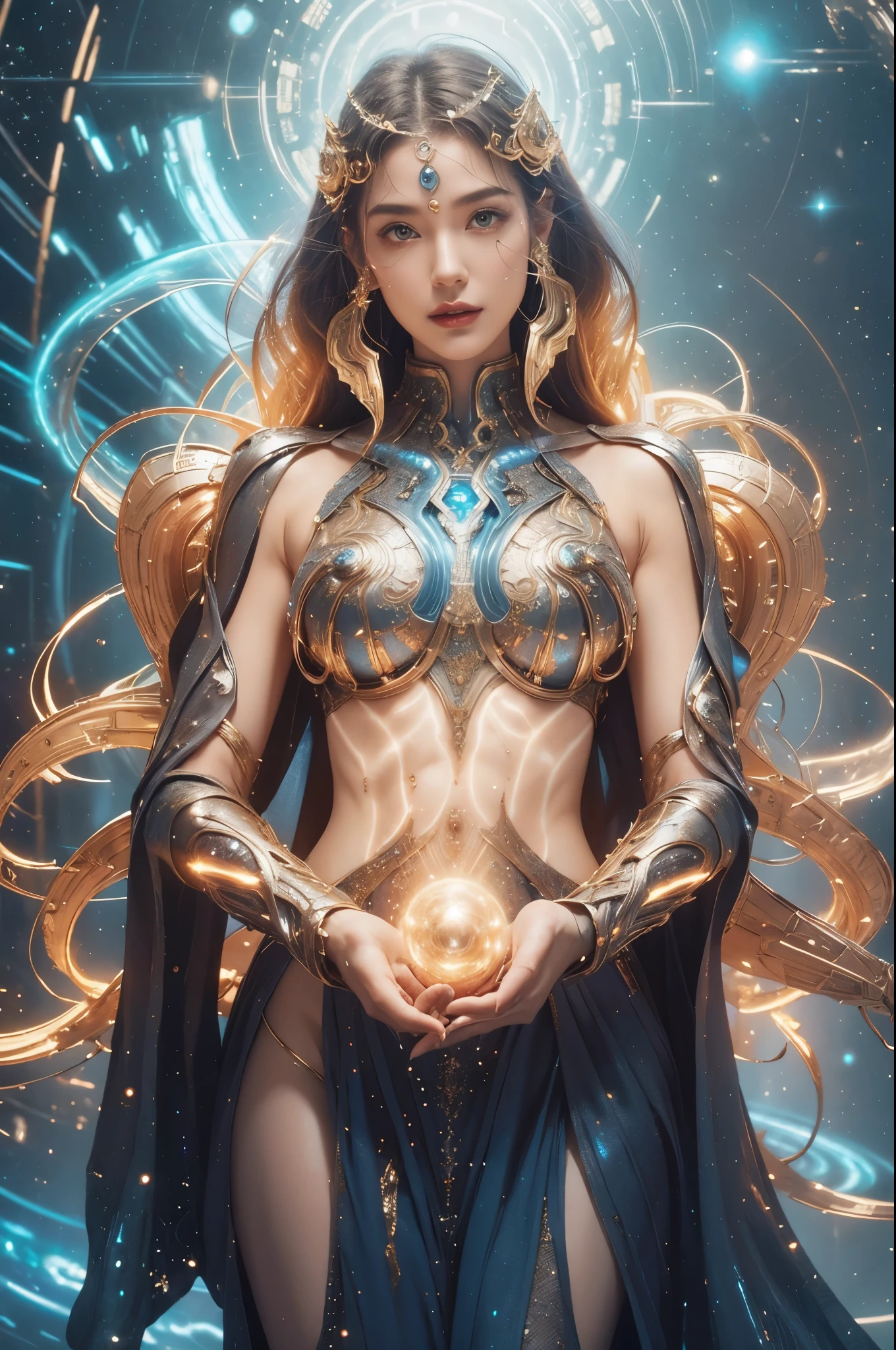 A tarot card of a gorgeous beautiful Eygptian warrior queen, fractal magic, illustration in the style of Travis Charest, ink linework, poster, Elle Fanning model, cgsociety, fantasy art, detailed illustration, mystical, A botanical masterpiece, detailed, hyper-realistic, elemets of symbolism and surrealism, intricate design, intertwined, beautiful woman, flowers, pastel.