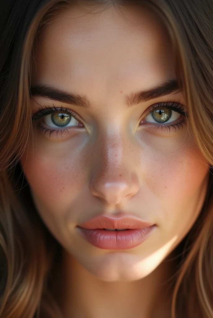 Woman too beautiful, beautiful eyes with long eyelashes, nose a little round