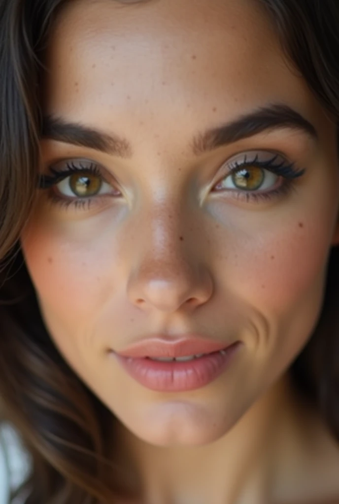 Woman too beautiful, beautiful eyes with long eyelashes, nose a little round