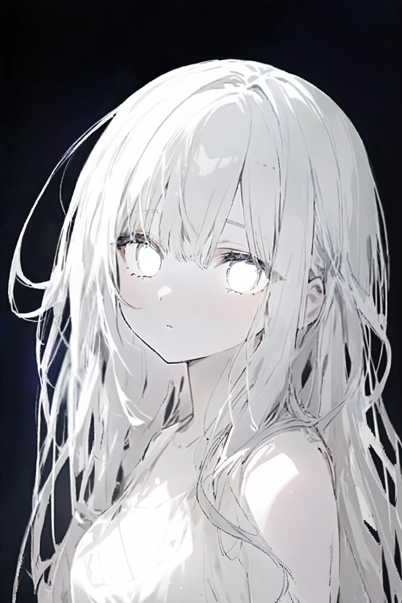 anime girl with long white hair and big breasts posing, girl with white hair, gray hair, perfect gray hair girl, gray hair deity, A white-haired, The girl with white eyes, A girl has white hair, gray hair lady, flowing white hair, with long white hair, pale young ghost girl, anime girl with long hair, Animated visual of a cute girl, front pose, , Look straight ahead, Young kid다