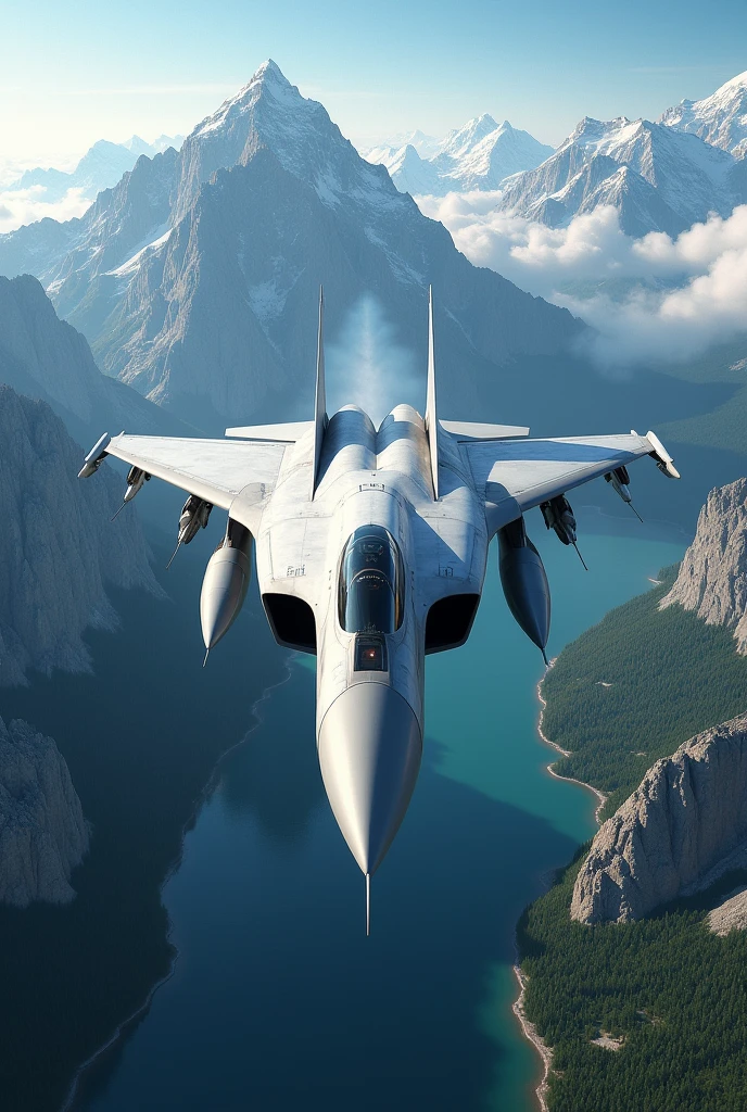 Scenic nature with su 54 aircraft