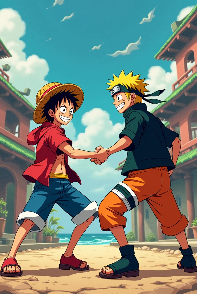 Monkey D. Luffy Anime original One Piece y Rock Lee Anime original Naruto