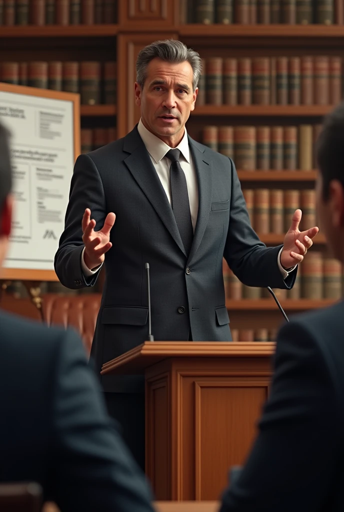 Image of a lawyer explaining legal interpretation techniques