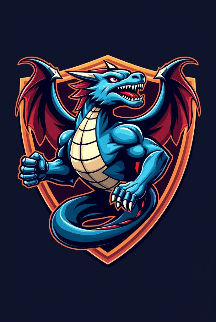 Make a logo for a SPORTS team whose name is TDR SPORTS and the mascot is a dragon