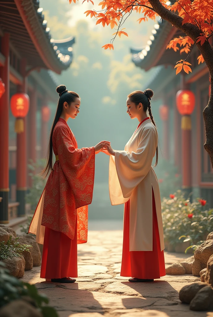 Asian culture woman and man with traditions