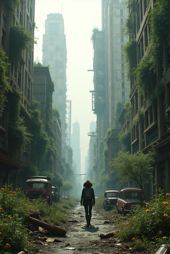 Apocalyptic city with nature