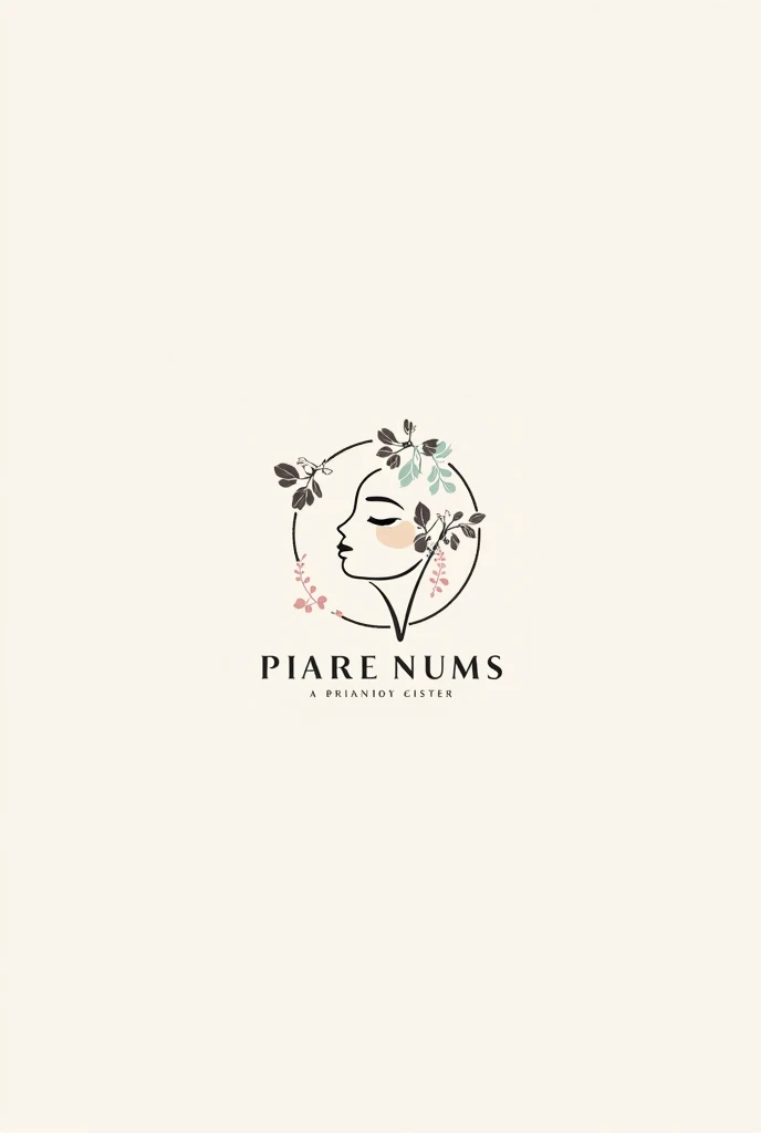 Logo for art and details that are gifts as a reference, something minimalist, just be guided by that, that has brushes, flores, and in the center a female face with minimalist paint stains and a creative name for a business 