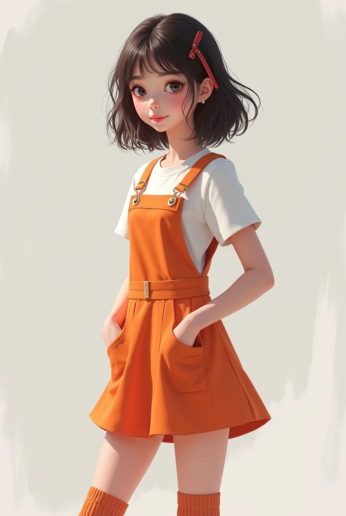 Create a girl With realistic art of about wearing a short dress and knee-high socks