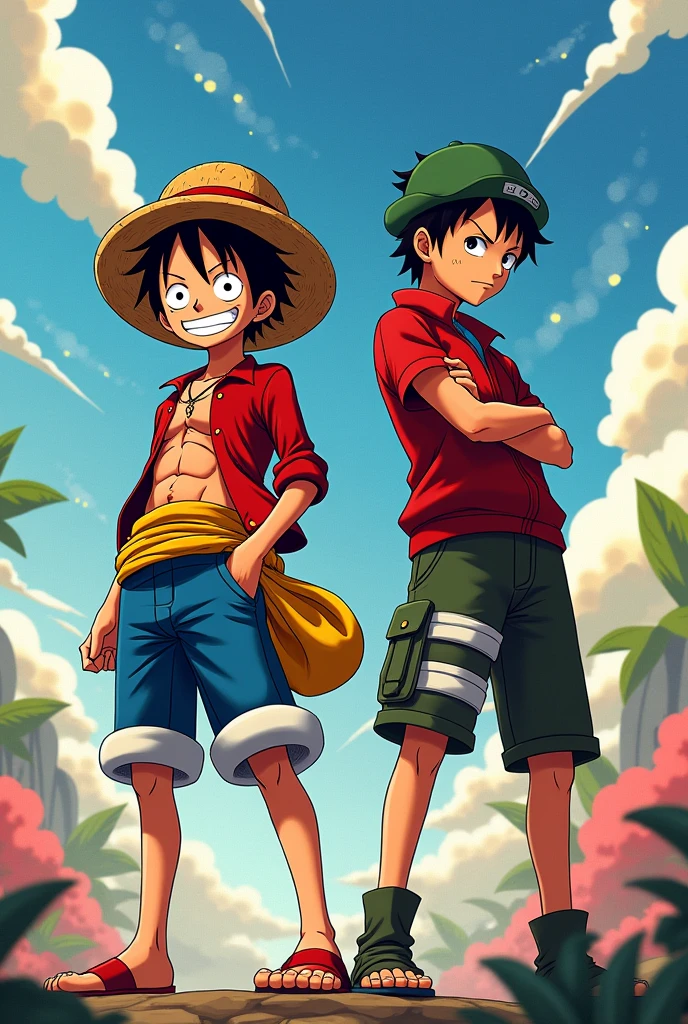Monkey D. Luffy Anime original One Piece con Rock Lee