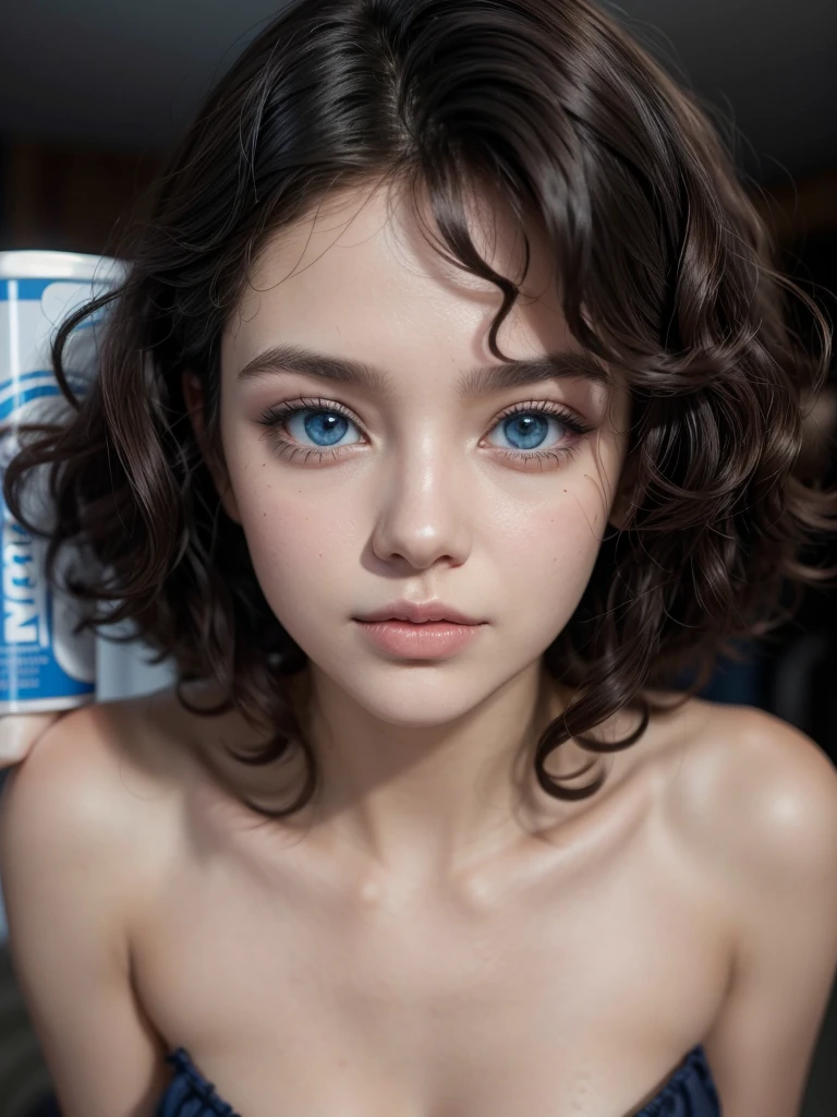 Actress Emma Myers, realist, 20 years, beautiful, big sky blue eyes, short light brown hair,