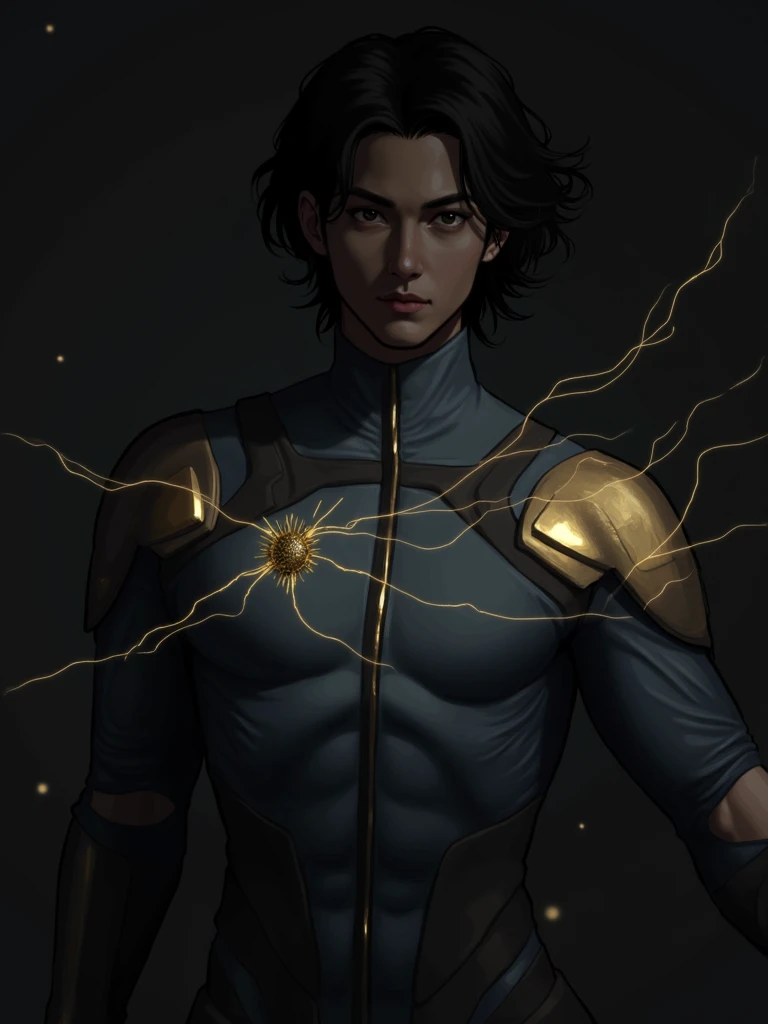 D'accord ! Voici une idée pour l’apparence de Nourou :
- **Costume :** Un costume de couleur bleu nuit avec des accents dorés. Le bleu nuit symbolise la profondeur et la sagesse, tandis que les accents dorés évoquent la grandeur et le pouvoir. Le costume est ajusté mais pratique, avec des protections légères sur les épaules et les avant-bras.
- **Symbole :** Un symbole de soleil stylisé sur la poitrine, représentant la lumière et l'énergie. Ce symbole est doré et légèrement brillant.
- **Coiffure :** Des cheveux noirs, courts sur les côtés mais plus longs et légèrement ondulés sur le dessus, donnant une allure dynamique et moderne.
- **Super-pouvoirs :** Nourou peut contrôler la lumière et générer des éclairs d'énergie. Il est capable de manipuler les rayons lumineux pour créer des attaques puissantes ou pour se rendre invisible en se camouflant dans les ombres.
- **Style général :** Une touche de futurisme avec des éléments high-tech comme des gants et des bottes avec des lumières intégrées, mais aussi une touche classique avec des lignes épurées et un design fonctionnel.
Ces éléments peuvent être utilisés pour créer des illustrations de Nourou, en lui donnant un look à la fois impressionnant et pratique.