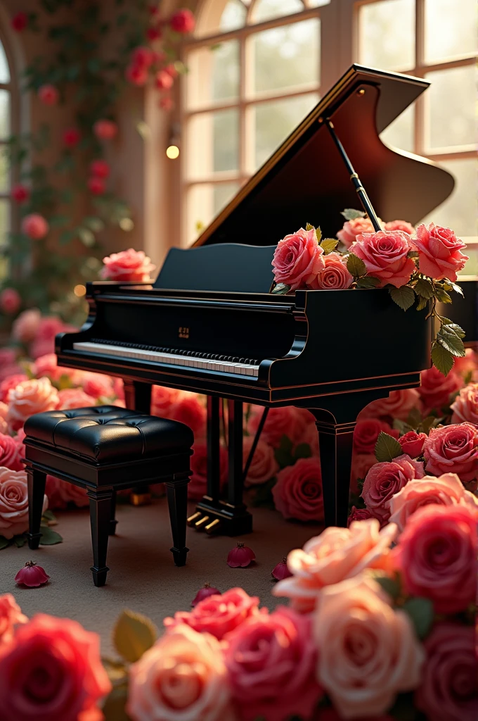 Piano with roses
